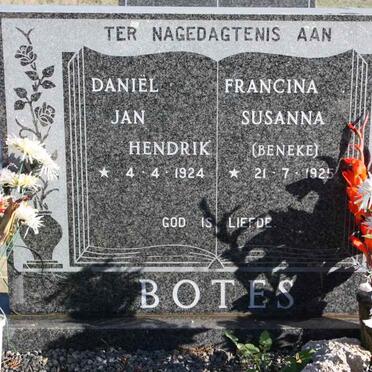 BOTES Daniël Jan Hendrik 1924- &amp; Francina Susanna BENEKE 1925-