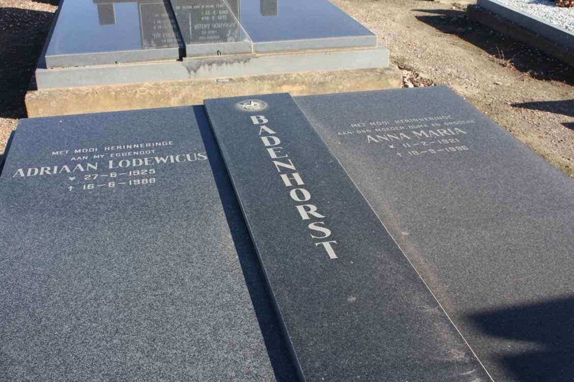 BADENHORST Adriaan Lodewicus 1925-1988 &amp; Anna Maria 1921-19?6