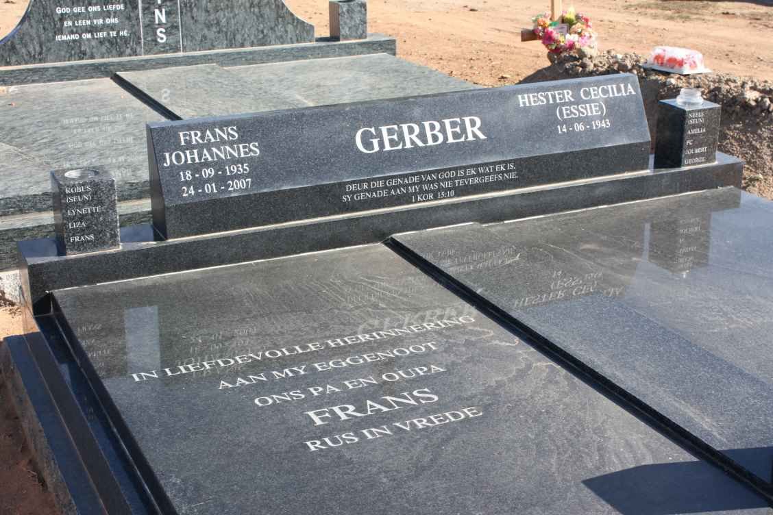 GERBER Frans Johannes 1935-2007 &amp; Hester Cecilia 1943-