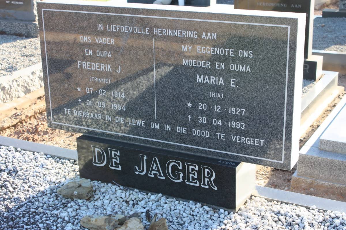 JAGER Frederik J., de 1914-1994 &amp; Maria E. 1927-1993