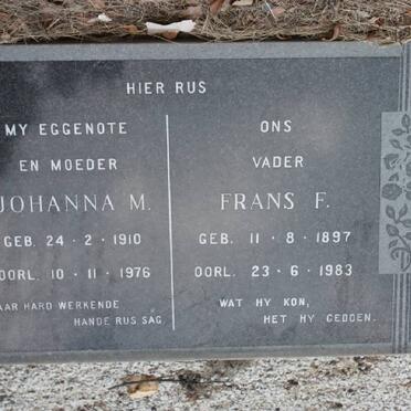 MATTHEE Frans F. 1897-1983 &amp; Johanna M. 1910-1976