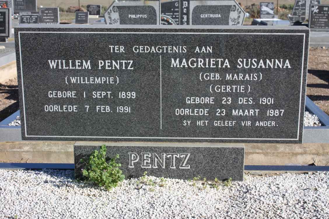 PENTZ Willem 1899-1991 &amp; Magrieta Susanna MARAIS 1901-1987
