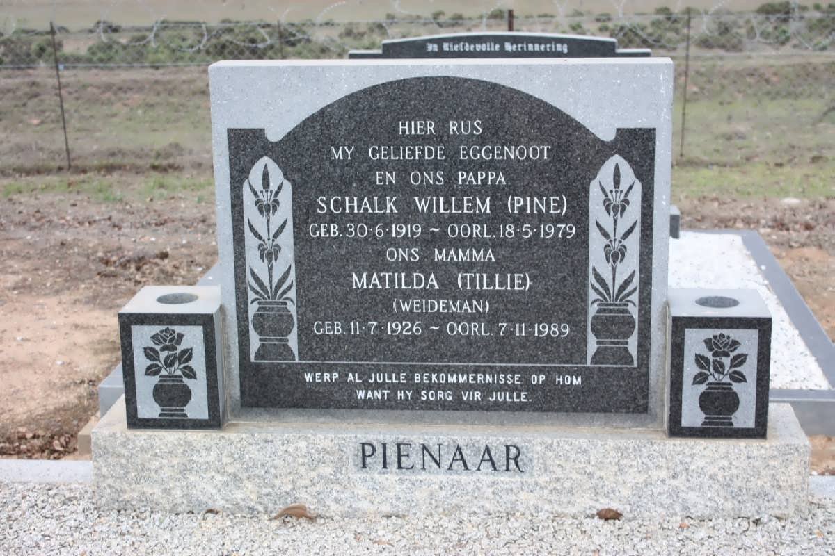 PIENAAR Schalk Willem 1919-1979 &amp; Matilda WEIDEMAN 1926-1989