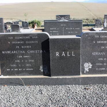 RALL Adriaan Francois 1921-1994 &amp; Margaretha Christina CRONJE 1926-1973