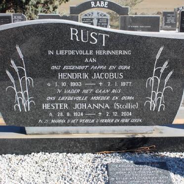 RUST Hendrik Jacobus 1903-1977 &amp; Hester Johanna 1924-2004