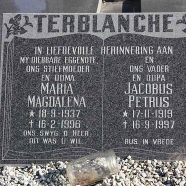 TERBLANCHE Jacobus Petrus 1919-1997 &amp; Maria Magdalena 1937-1996