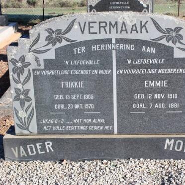VERMAAK Frikkie 1905-1970 &amp; Emmie 1910-1981