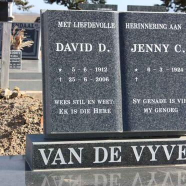 VYVER David D., van der 1912-2006 &amp; Jenny C. 1924-