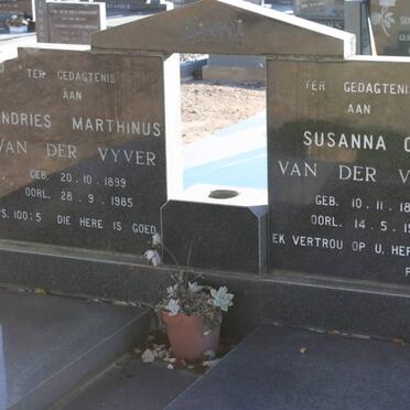 VYVER Andries Marthinus, van der 1899-1985 &amp; Susanna C.F. 1894-1988