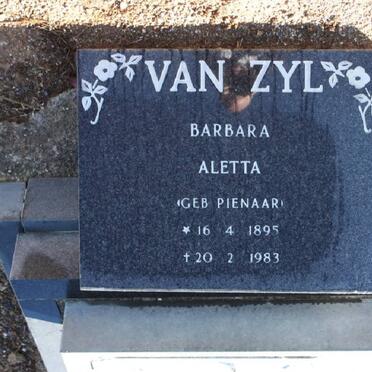 ZYL Barbara Aletta, van nee PIENAAR 1895-1983
