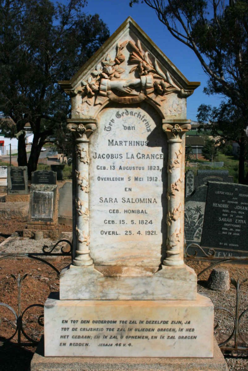 GRANGE Marthinus Jacobus, la 1823-1912 &amp; Sara Salomina HONIBAL 1824-1921