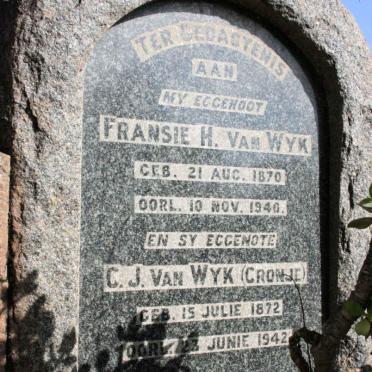 WYK Fransie H., van 1870-1940 &amp; C.J. CRONJE 1872-1942