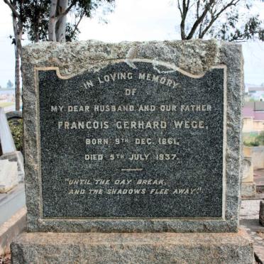 WEGE Francois Gerhard 1861-1937