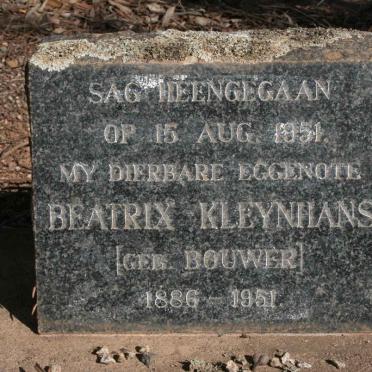 KLEYNHANS Beatrix neé BOUWER 1886-1951