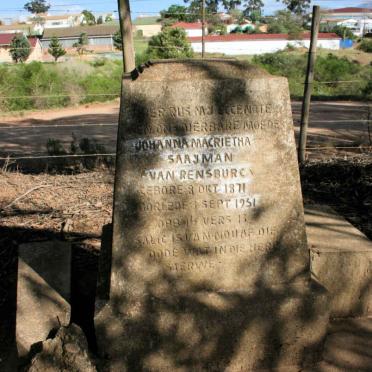 SAAYMAN Johanna Magrietha neé VAN RENSBURG 1871-19?1