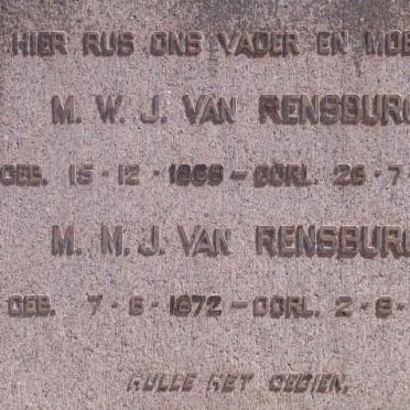 RENSBURG M.W.J., van 1869-1954 &amp; M.M.J. 1872-1943
