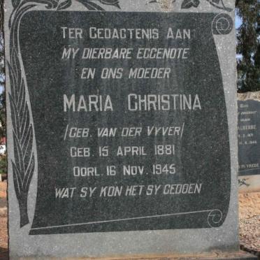 ZYL Maria Christina, van neé VAN DER VYVER 1881-1945