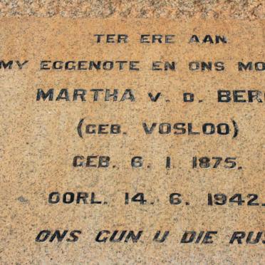 BERG Martha, van der neé VOSLOO 1875-1942