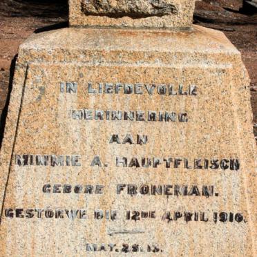 HAUPTFLEISCH Mimmie A. neé FRONEMAN -1916
