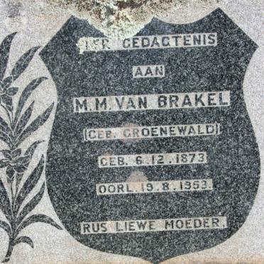 BRAKEL M.M. neé GROENEWALD 1873-1953