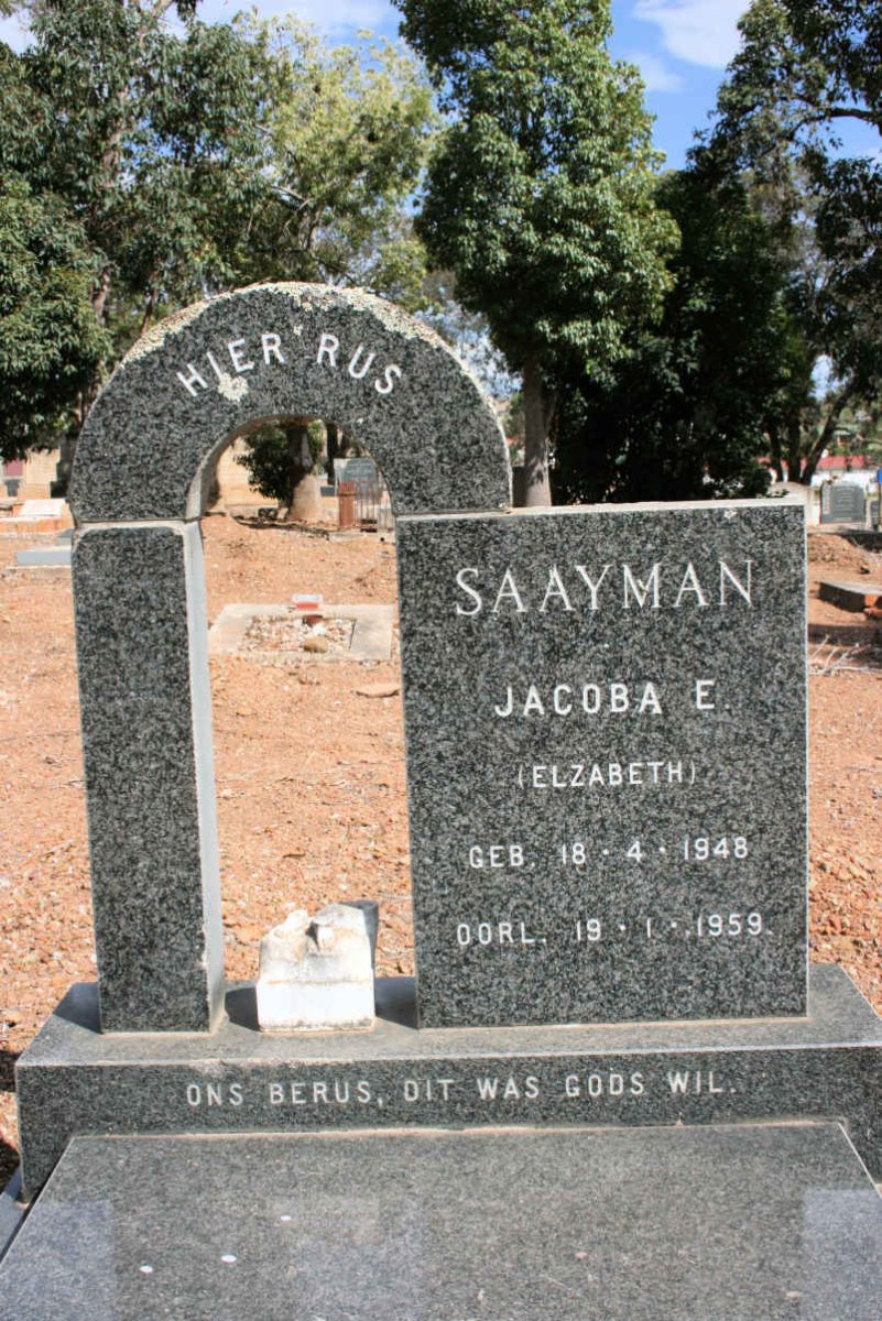 SAAYMAN Jacoba Elizabeth 1948-1959