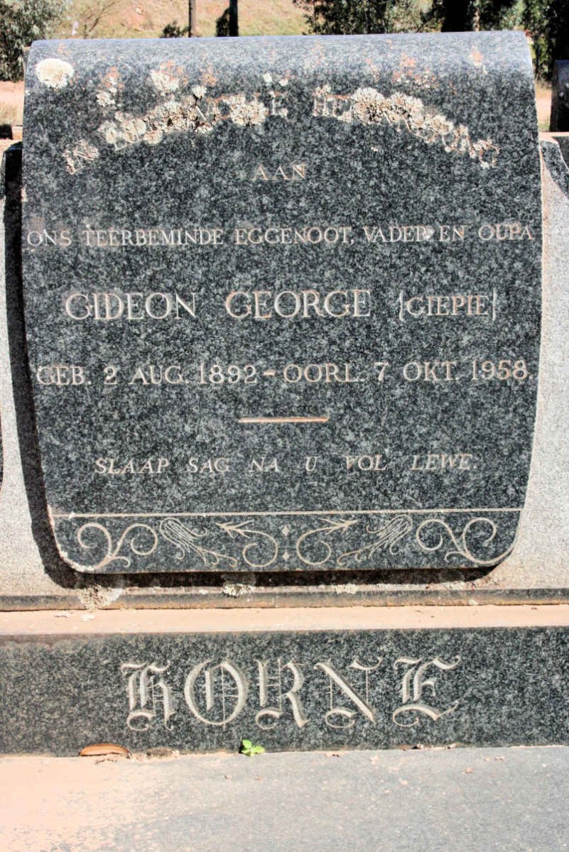 HORNE Gideon George 1892-1958