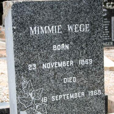 WEGE Mimmie 1869-1968