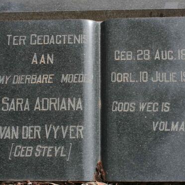 VYVER Sara Adriana, van der neé STEYL 1876-1966