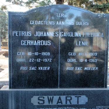SWART Petrus Johannes Gerhardus 1909-1972 &amp; Carolina Fredrica Lenie 1909-1969