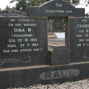 RALL Francois A.B. 1883-1985 &amp; Dina M. VOLSCHENK 1893-1964