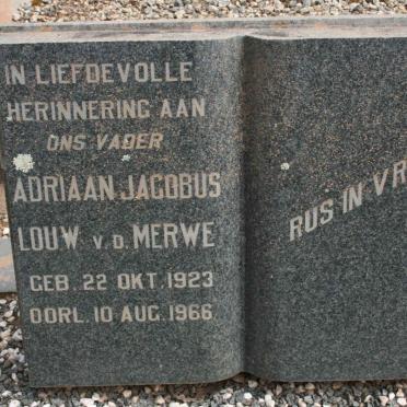 MERWE Adriaan Jacobus Louw, van der 1923-1966