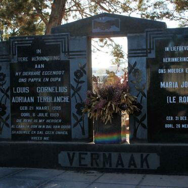 VERMAAK Louis Cornelius Adriaan Terblanche 1909-1969 &amp; Maria Johanna LE ROUX 1915-1997