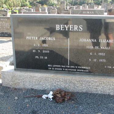 BEYERS Pieter Jacobus 1921-2003 &amp; Johanna Elizabeth DE WAAL 1922-1971