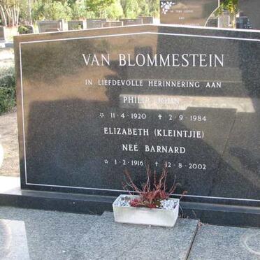 BLOMMESTEIN Philip John 1920-1984 &amp; Elizabeth BARNARD 1916-2002