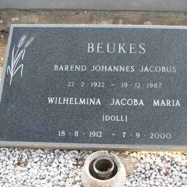 BEUKES Barend Johannes Jacobus 1922-1987 &amp; Wilhelmina Jacoba Maria 1912-2000
