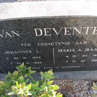 DEVENTER Johannes L., van 1926-1968 &amp; Maria A. 1935-1999