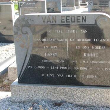 EEDEN Hermanus Steyn, van 1898-1988 &amp; C.M.J. LANGENHOVEN 1896-1976