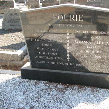 FOURIE Fillippus Coenrad 1907-1979 &amp; Susanna Aletta 1911-2007