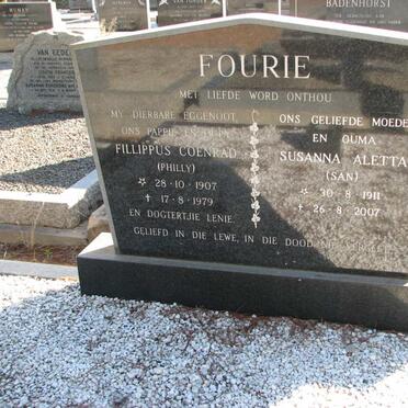 FOURIE Fillippus Coenrad 1907-1979 &amp; Susanna Aletta 1911-2007