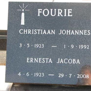 FOURIE Christiaan Johannes 1923-1992 &amp; Ernesta Jacoba 1923-2008