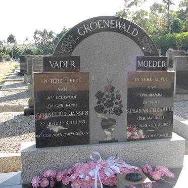 xGROENEWALD Cornelius Jansen 1911-1967 &amp; Susarah Elizabeth MATTHEE 1923-1987
