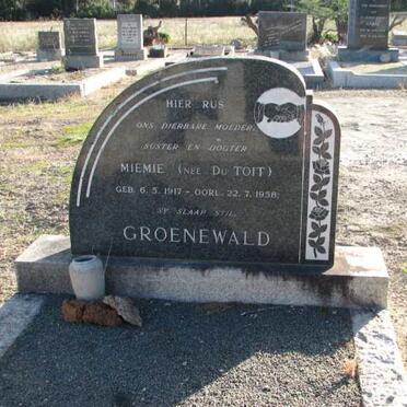 GROENEWALD Miemie nee DU TOIT 1917-1958