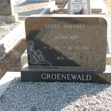 GROENEWALD Letty Dolores nee GERICKE 1912-1981
