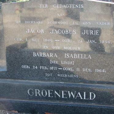 GROENEWALD Jacob Jacobus Jurie 1866-1956 &amp; Barbara Isabella LINDE 1871-1964