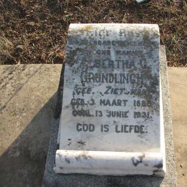 GRUNDLINGH Albertha C. nee ZIETSMAN 1888-1931