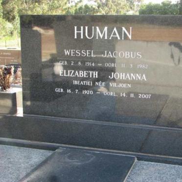 HUMAN Wessel Jacobus 1914-1982 &amp; Elizabeth Johanna VILJOEN 1920-2007