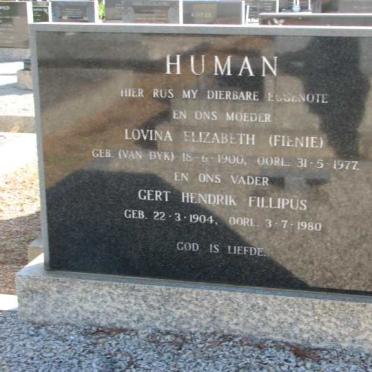HUMAN Gert Hendrik Fillipus 1904-1980 &amp; Lovina Elizabeth VAN DYK 1900-1977