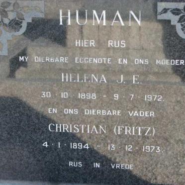 HUMAN Christian 1894-1973 &amp; Helena J.E. 1898-1972