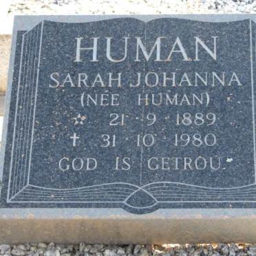 HUMAN Sarah Johanna nee HUMAN 1889-1980