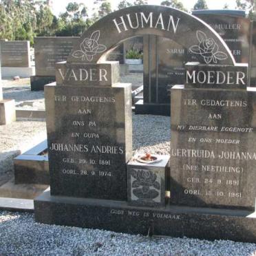 HUMAN Johannes Andries 1891-1974 &amp; Gertruida Johanna NEETHLING 1891-1961